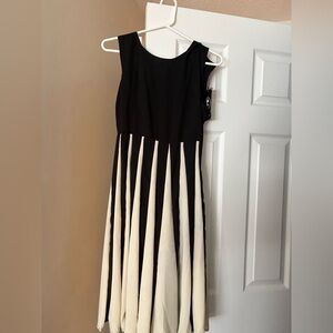 Elegant Black and Cream Striped Dress